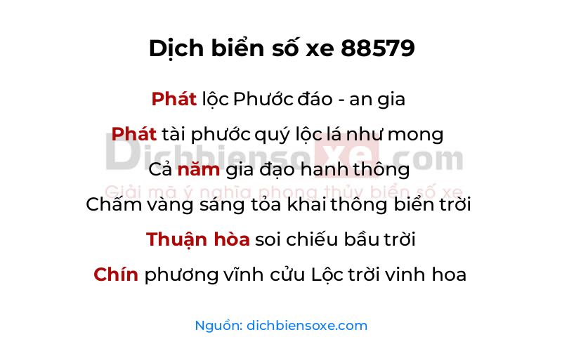 Dịch thơ biển số 88579
