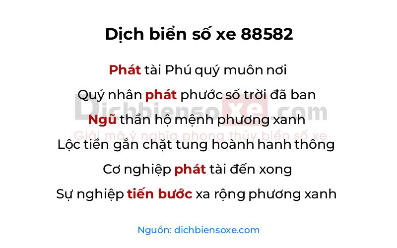 Dịch thơ biển số 88582