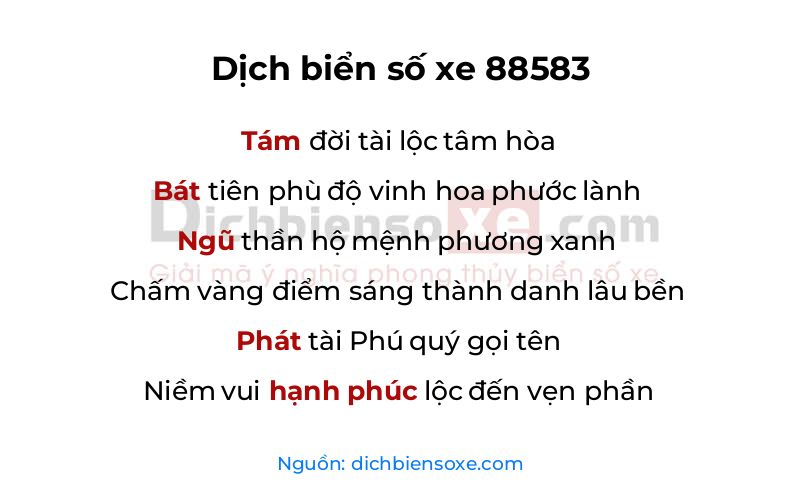 Dịch thơ biển số 88583