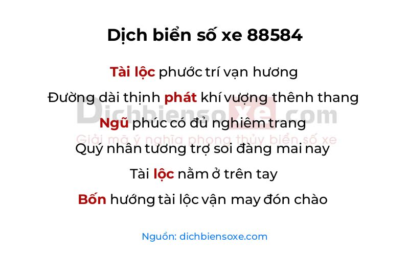 Dịch thơ biển số 88584