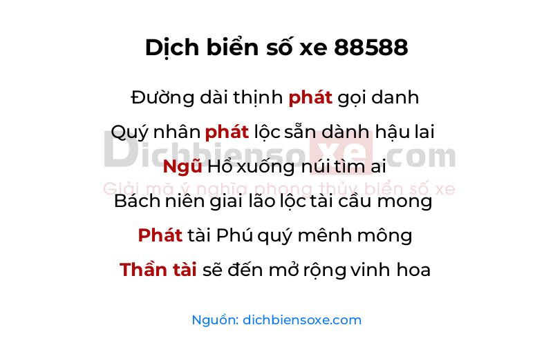 Dịch thơ biển số 88588
