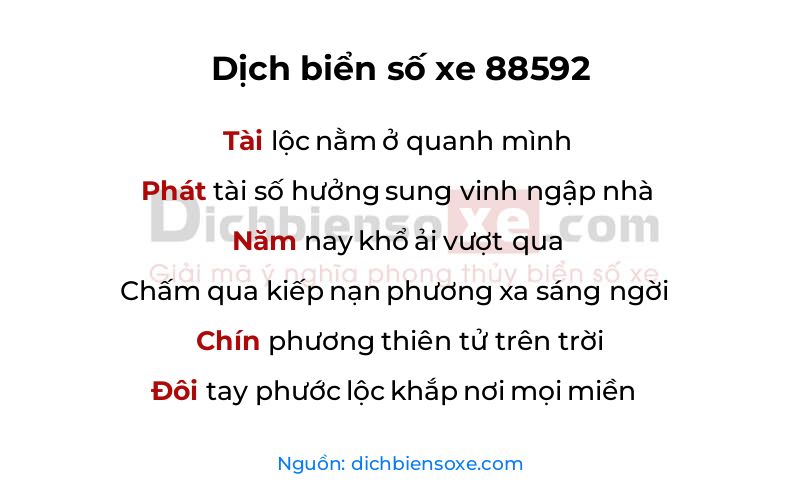 Dịch thơ biển số 88592