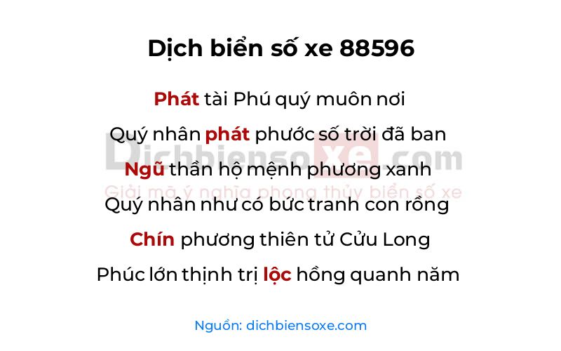 Dịch thơ biển số 88596