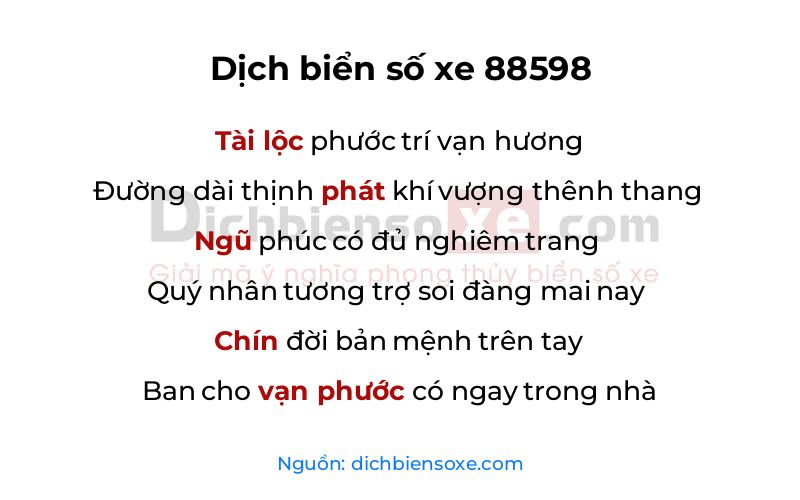 Dịch thơ biển số 88598