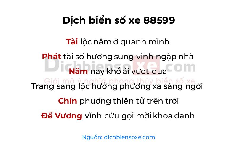 Dịch thơ biển số 88599