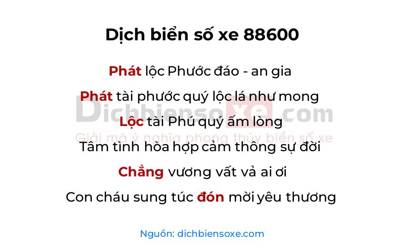 Dịch thơ biển số 88600