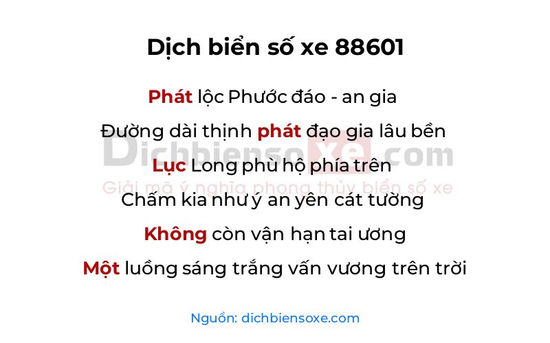 Dịch thơ biển số 88601
