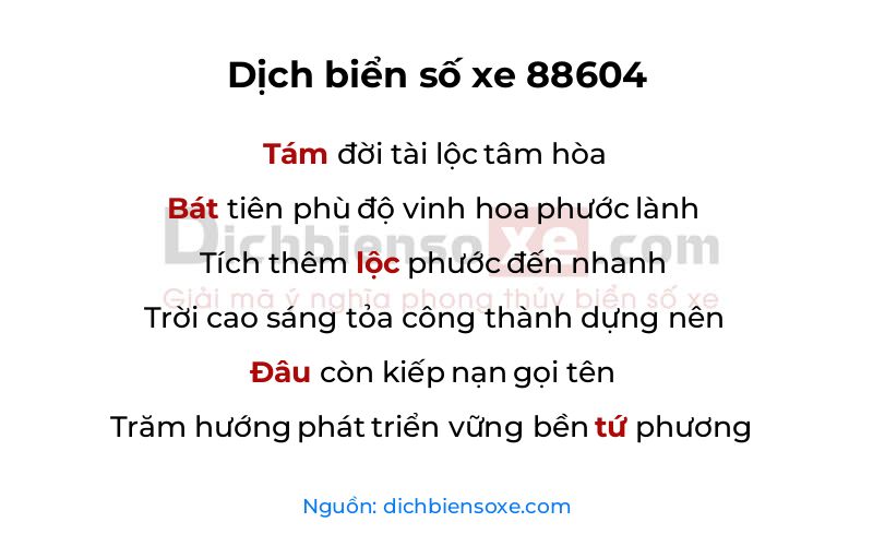 Dịch thơ biển số 88604