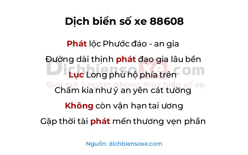 Dịch thơ biển số 88608