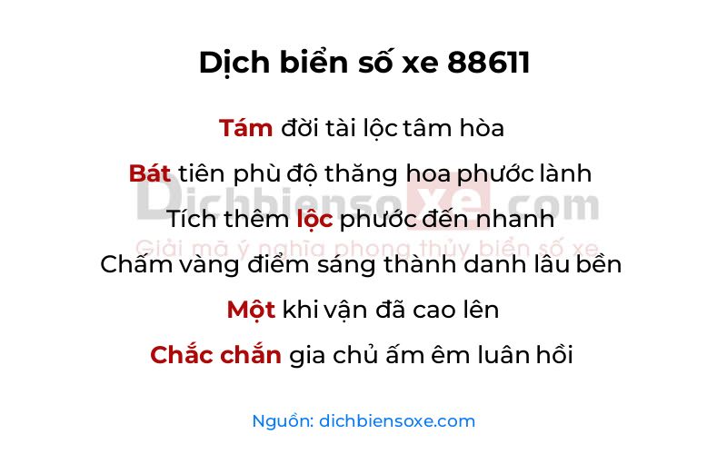 Dịch thơ biển số 88611