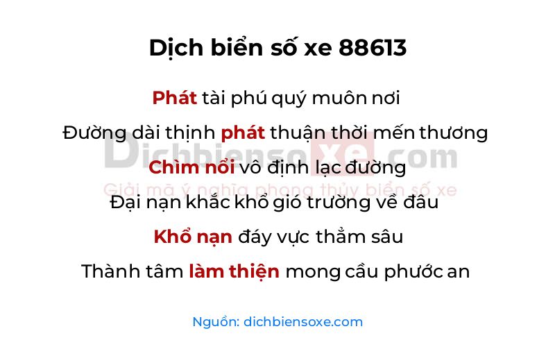 Dịch thơ biển số 88613