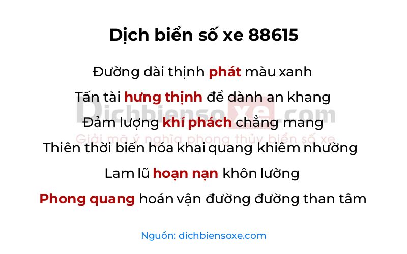 Dịch thơ biển số 88615