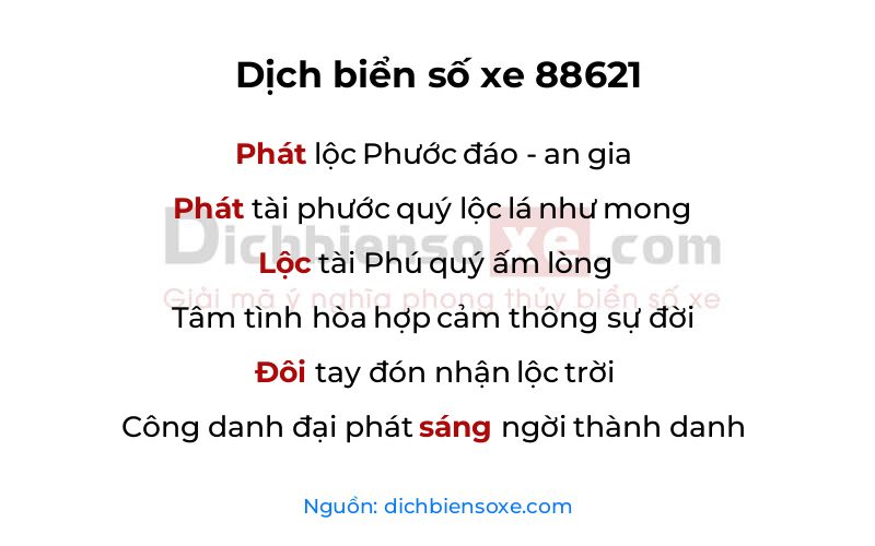 Dịch thơ biển số 88621