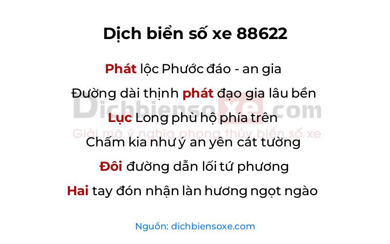 Dịch thơ biển số 88622