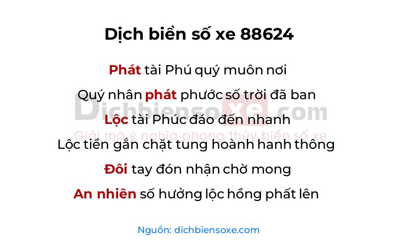 Dịch thơ biển số 88624