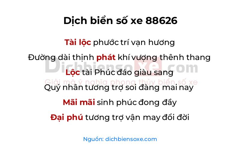 Dịch thơ biển số 88626