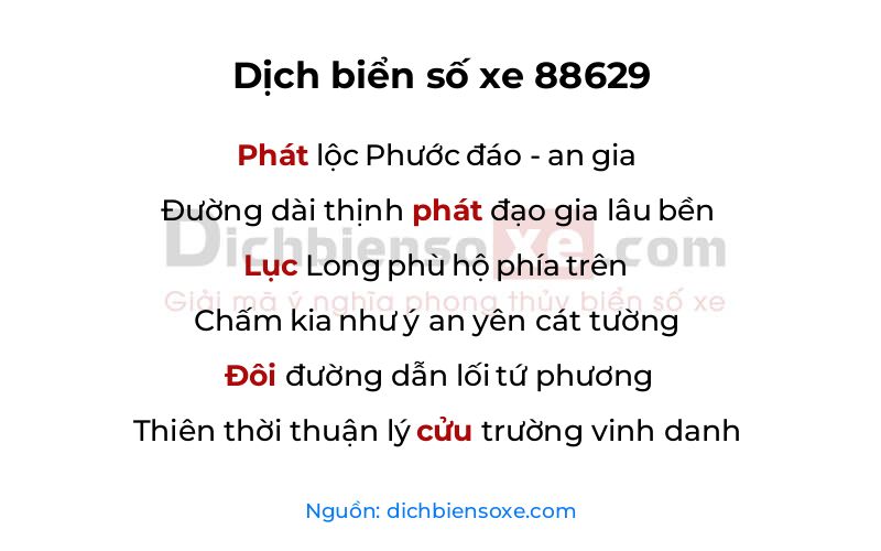 Dịch thơ biển số 88629