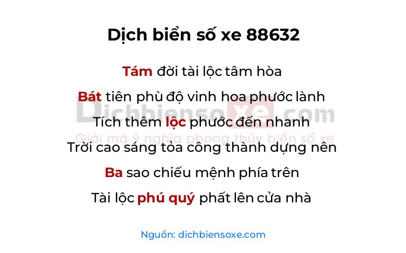 Dịch thơ biển số 88632