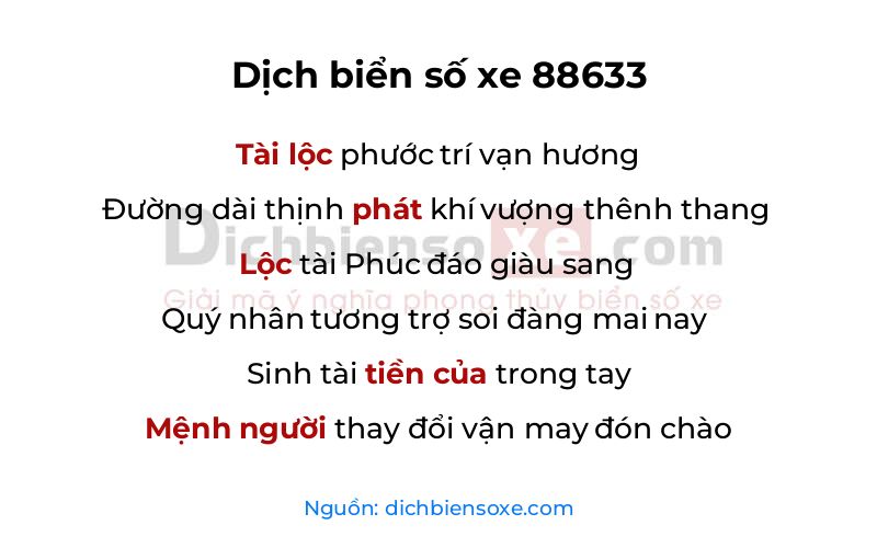 Dịch thơ biển số 88633