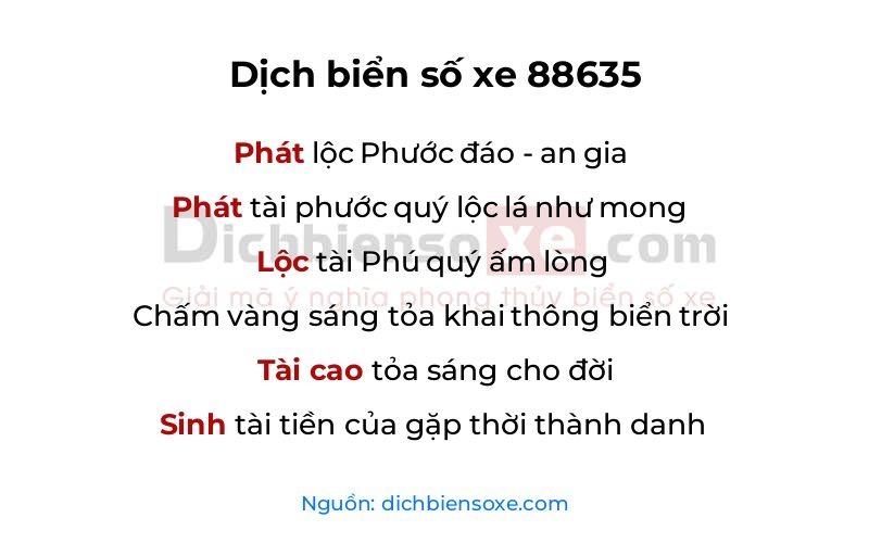 Dịch thơ biển số 88635