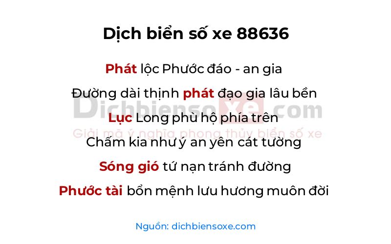 Dịch thơ biển số 88636