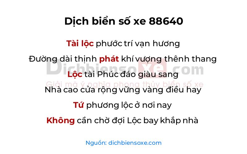 Dịch thơ biển số 88640