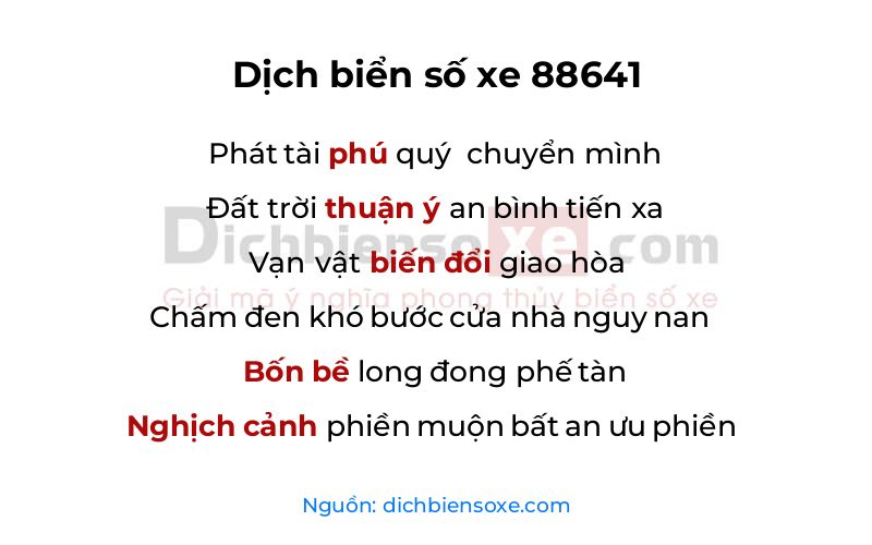 Dịch thơ biển số 88641