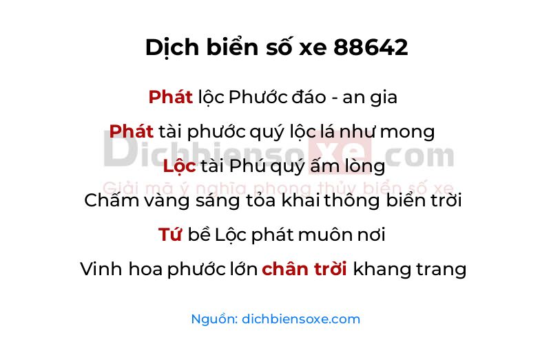 Dịch thơ biển số 88642