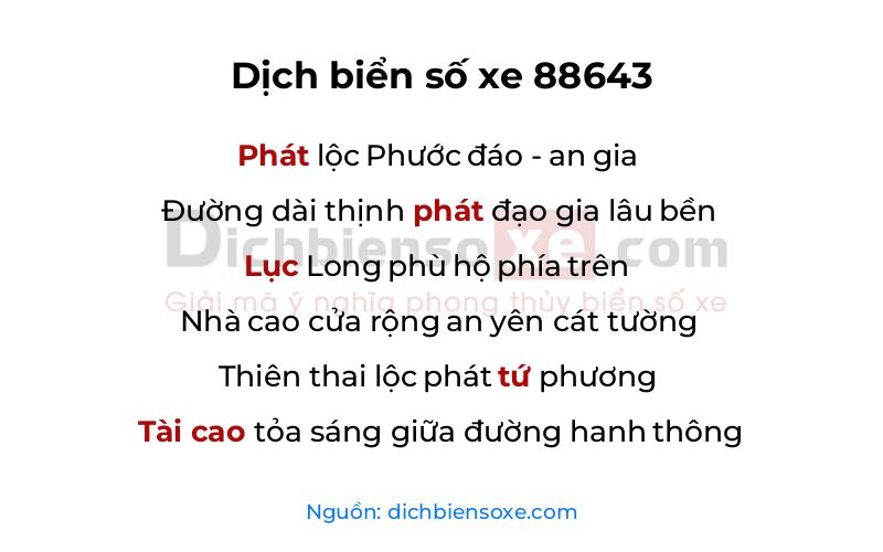 Dịch thơ biển số 88643