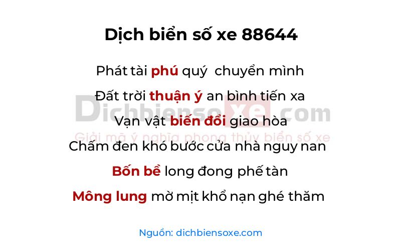 Dịch thơ biển số 88644