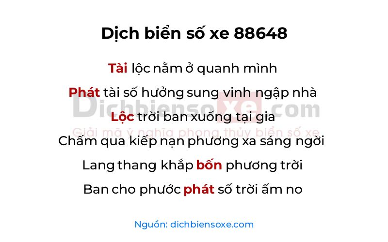 Dịch thơ biển số 88648