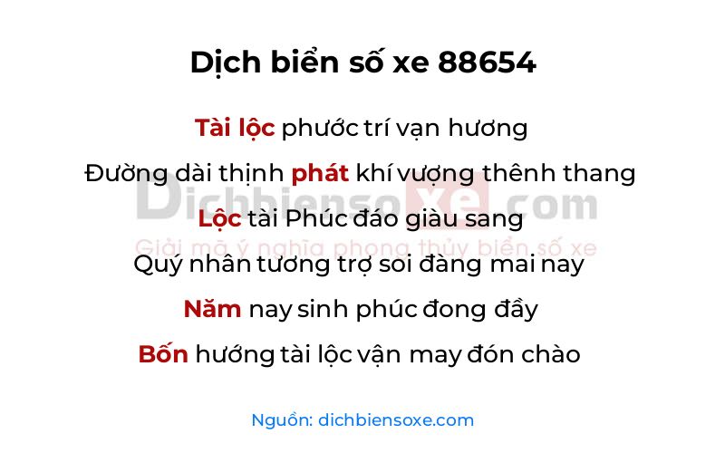Dịch thơ biển số 88654