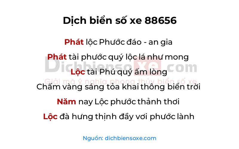 Dịch thơ biển số 88656