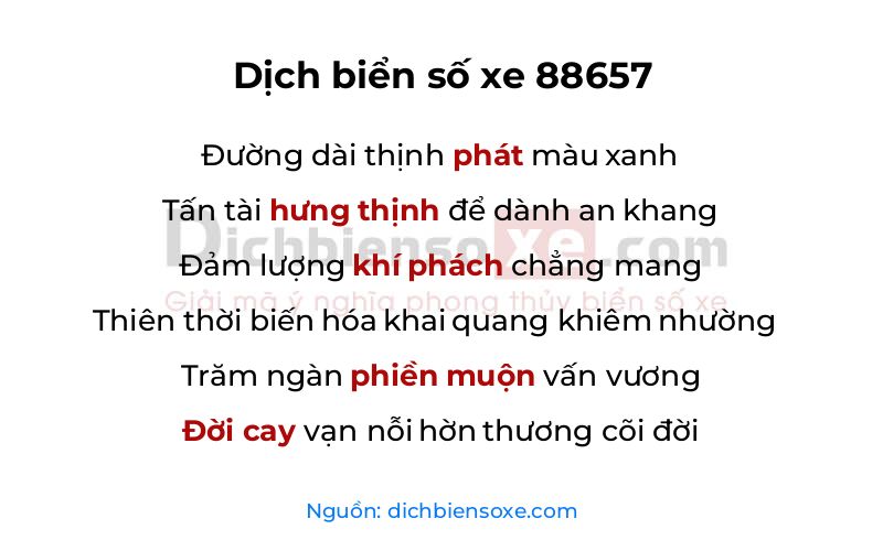 Dịch thơ biển số 88657