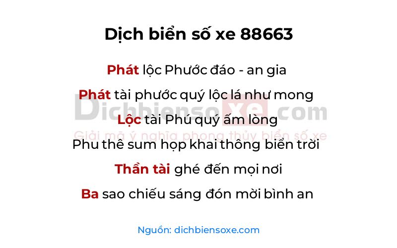 Dịch thơ biển số 88663