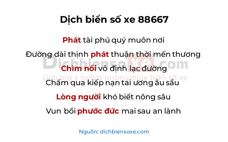 Dịch thơ biển số 88667