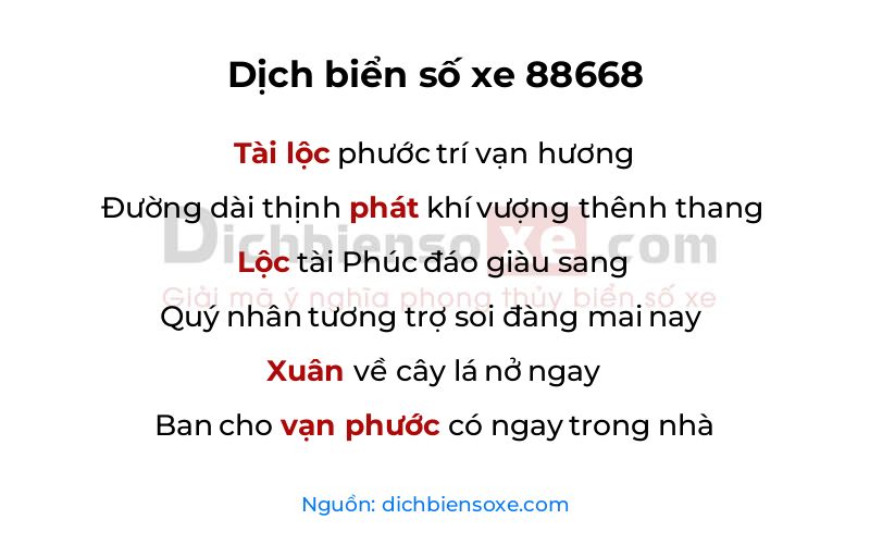 Dịch thơ biển số 88668