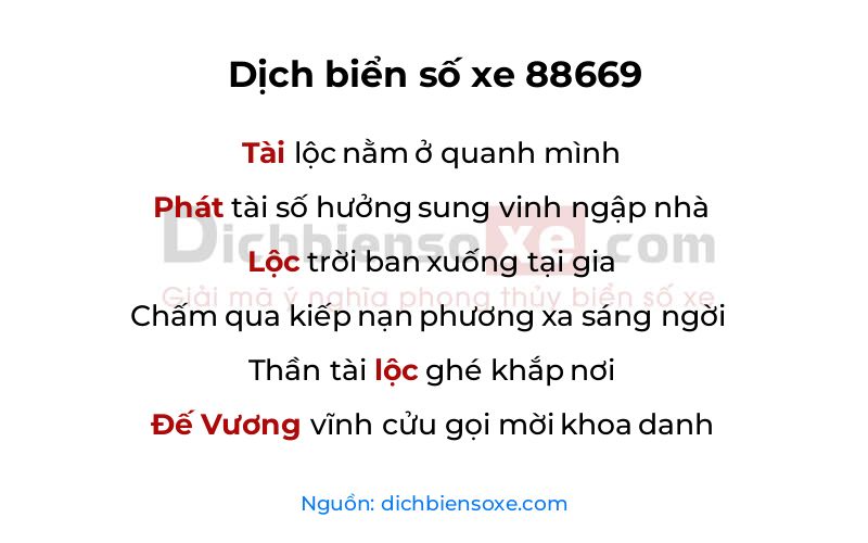 Dịch thơ biển số 88669