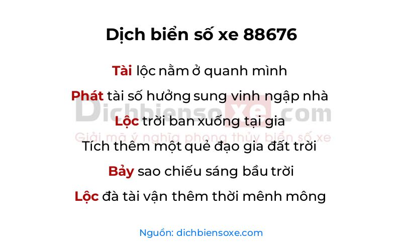 Dịch thơ biển số 88676