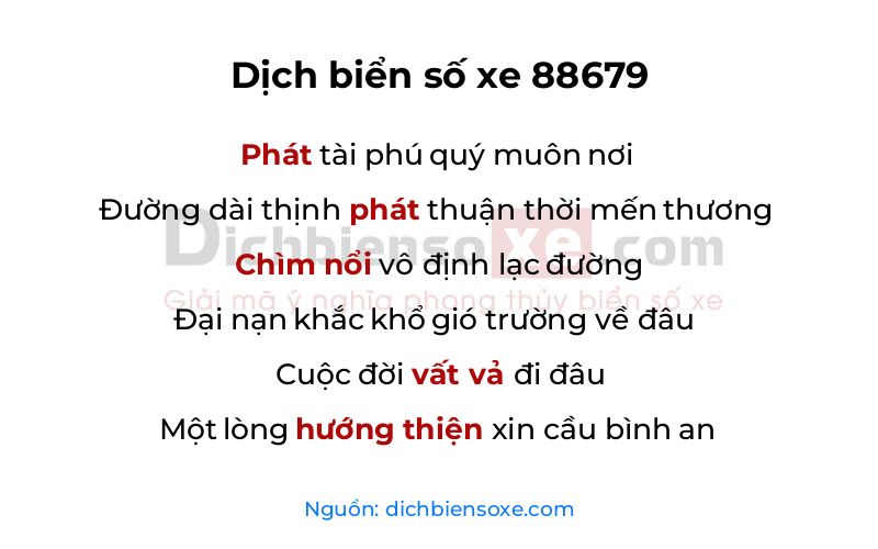 Dịch thơ biển số 88679