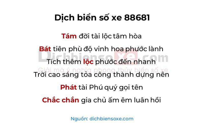 Dịch thơ biển số 88681