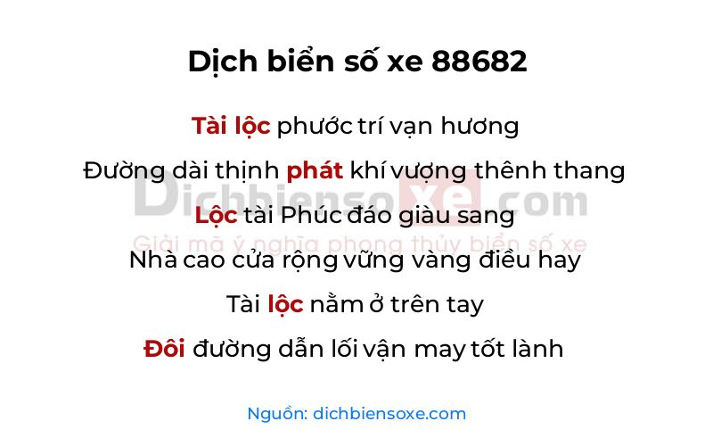 Dịch thơ biển số 88682