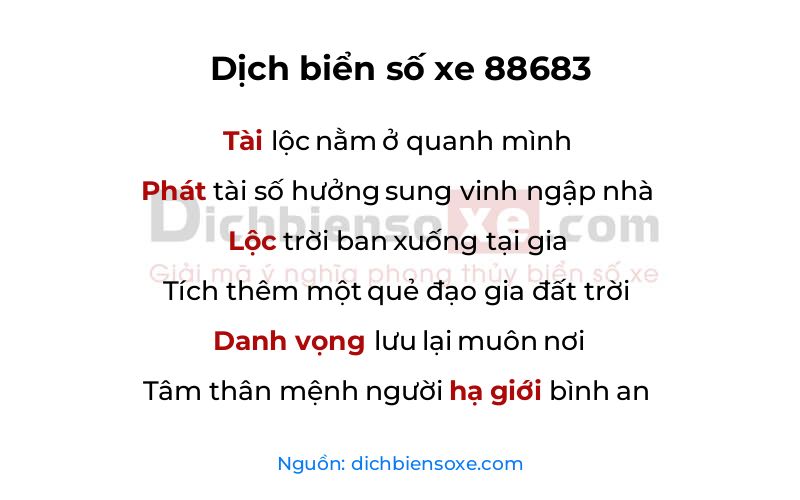 Dịch thơ biển số 88683