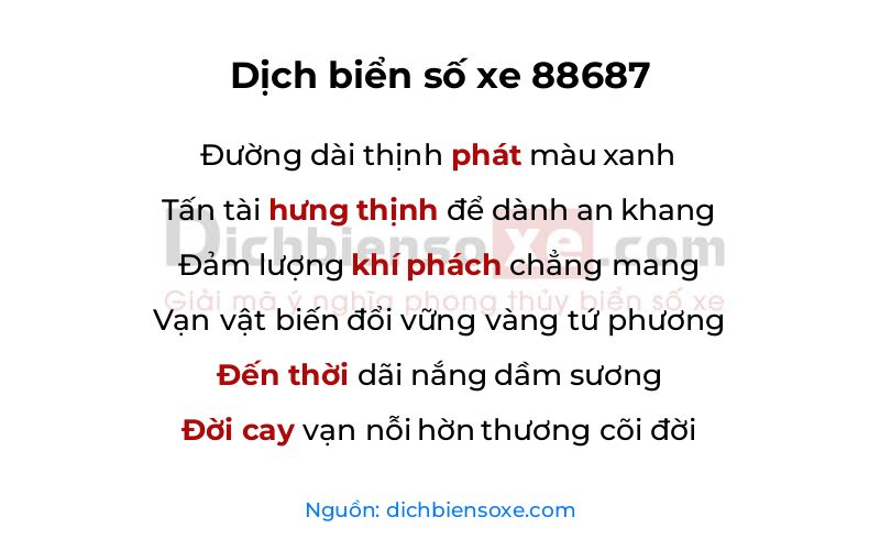 Dịch thơ biển số 88687