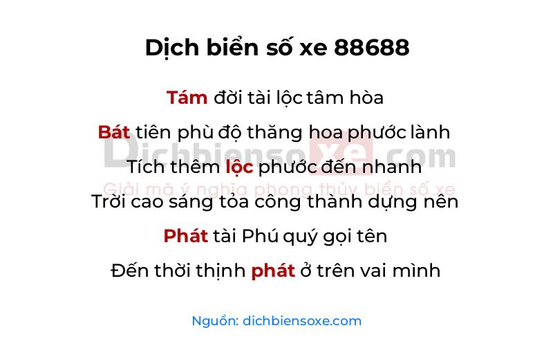 Dịch thơ biển số 88688