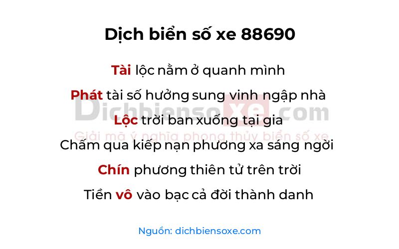 Dịch thơ biển số 88690