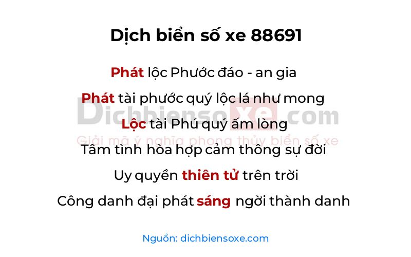 Dịch thơ biển số 88691