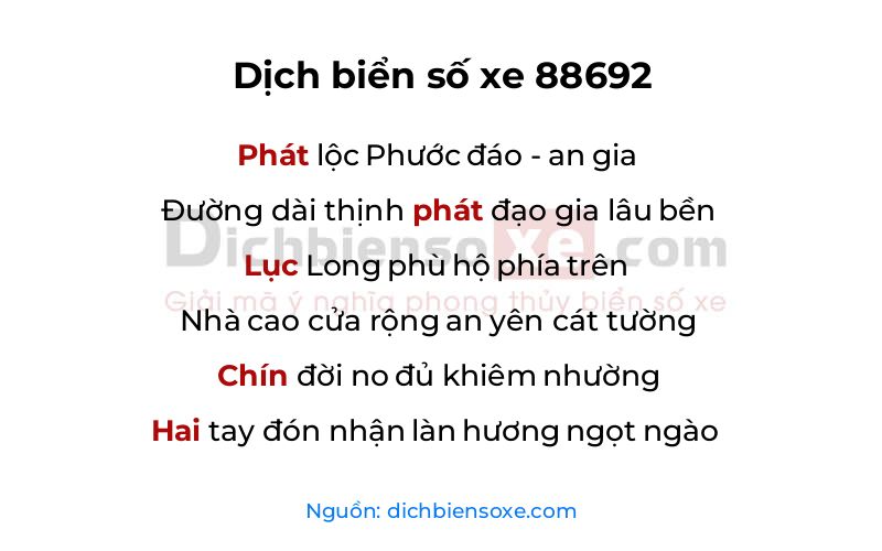 Dịch thơ biển số 88692