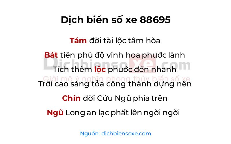 Dịch thơ biển số 88695