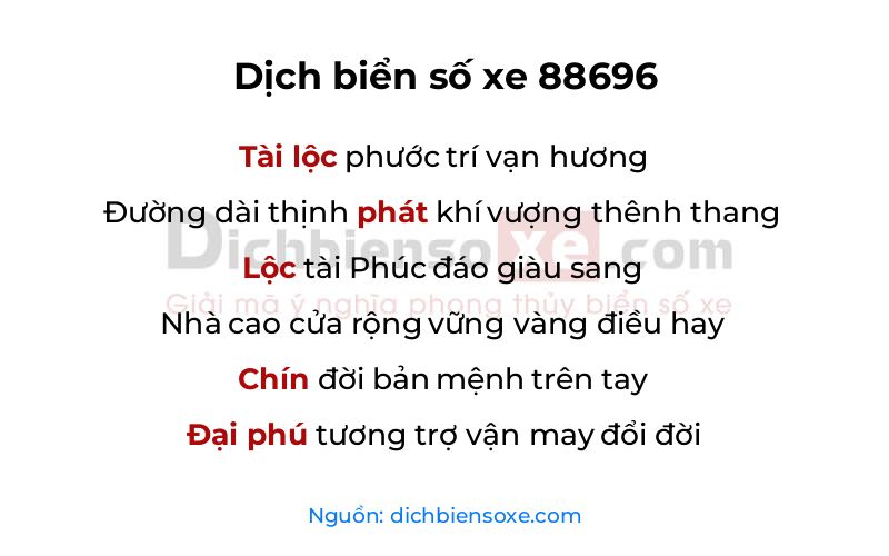 Dịch thơ biển số 88696